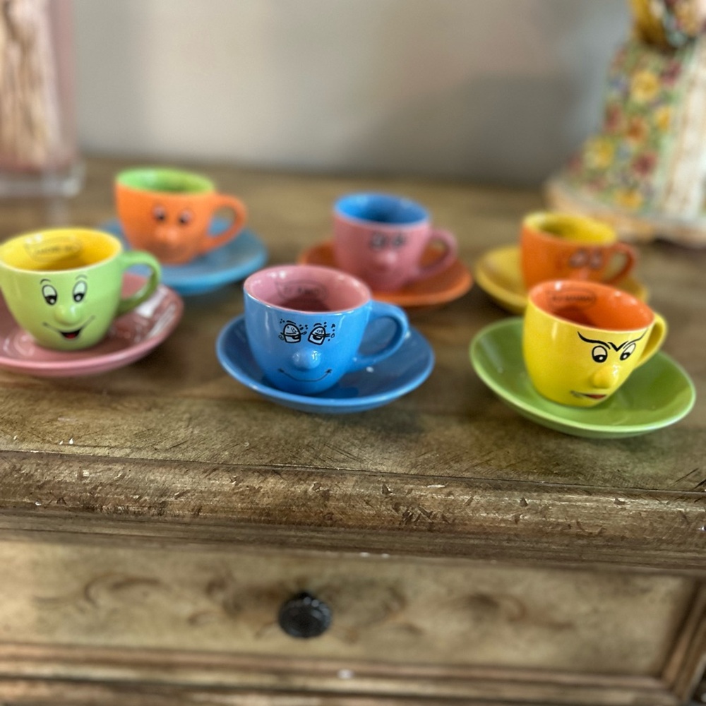 Colorful Smiley Face Teacup Set